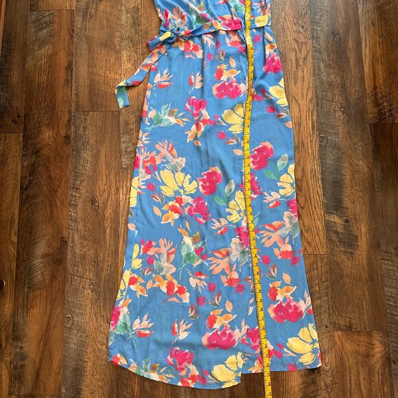VICI Floral Summer Print V Neck Wrap Tie Long Maxi Flowy Dress Maximalism - Picture 9 of 12